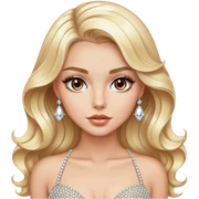 Luxury blonde model, brown eyes, sleek wavy hair, diamanté rhinestone covered gown sticker