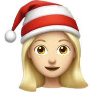 White lady with blonde hair and Santa hat sticker