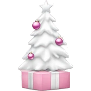 Light pink Christmas gifts under a white Christmas tree  sticker