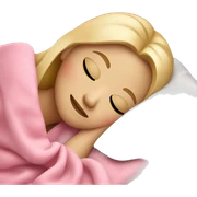 blonde girl sleeping on side with pink blanket sticker