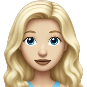 A white blonde girl with long hair and blue eyes and light pink lips sticker