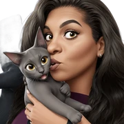 girl holding black cat sticker