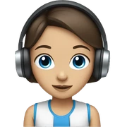 Brunette girl blue eyes with headphones sticker
