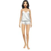 white satin camisole pajam sticker