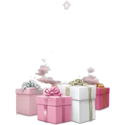 Light pink Christmas gifts under a white Christmas tree  sticker