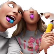 girls enjoying candy together sticker