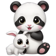 baby panda and baby bunny sticker