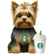 Yorkie drinking Starbucks  sticker