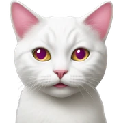 white cat with pink with pink nose sticker