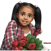 twintail boy with flower bouquet sticker