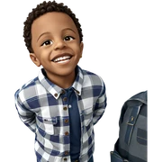 smiling boy in plaid shirt sticker