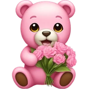Pink cute teddy holding flowers sticker
