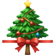 christmas tree with a bow sticker