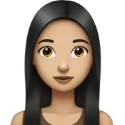 Girl with straight black long hair, brown eyes, white skin, and lashes sticker