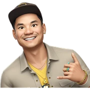smiling boy with hat and jewelry sticker