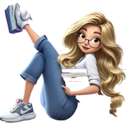 smiling girl with a book sticker