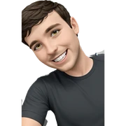 smiling boy in black shirt sticker
