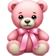 Soft pink teddy bear with pink ribbon sticker