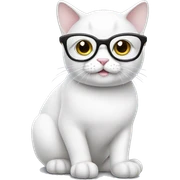 White cat with glasses sticker