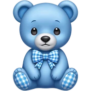 Oso azul con moño de cuadros azules sticker