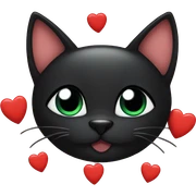 Black cat with hearts sticker