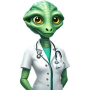 Reptilian alien woman, is a doctor sticker