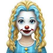 Pretty sky blue clown girl long hair blue nose sticker