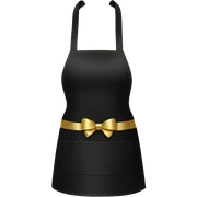 Black apron with gold bow sticker