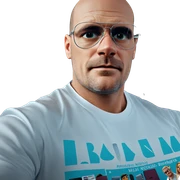 bald man in white shirt sticker