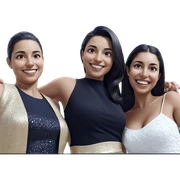 smiling girls in elegant dresses sticker
