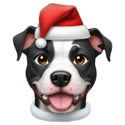 black and white pitbull Santa hat sticker