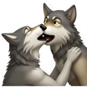 wolf kissing wolf sticker