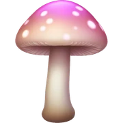 Pastel Pink Mushroom "A pastel pink mushroom with a glowing cap, glittery spots, and a faint magical glow spreading around its base." sticker