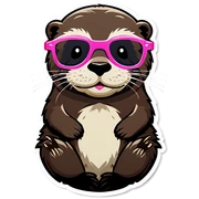 Otter with pink glasses sticker