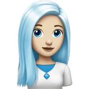 White & blue hair, blue eyes, white girl sticker