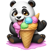 Panda eating ice cream sticker