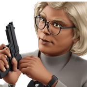 girl with gun and glasses sticker