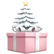 Light pink Christmas gifts under a white Christmas tree  sticker