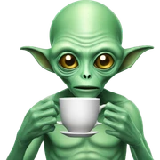 Alien with a cup of tea  sticker