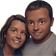 smiling girl and boy outdoors sticker