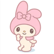 My Melody Sanrio character with signature pink hood and sweet smile, cute and playful style emoji sticker