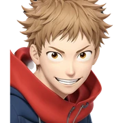smiling itadori yuuji in hoodie sticker