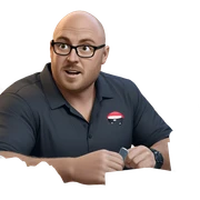 bald man in black shirt sticker