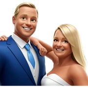 smiling couple in formal attire sticker