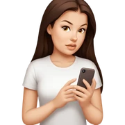 female, wearing white tshirt, long brown hair sticker