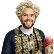 smiling boy with crown sticker