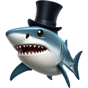 Shark with a top hat sticker