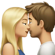 blonde girl and brunette guy kissing sticker