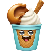 Ice cream in a cup with caramel  sticker