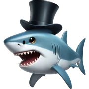 Shark with a top hat sticker